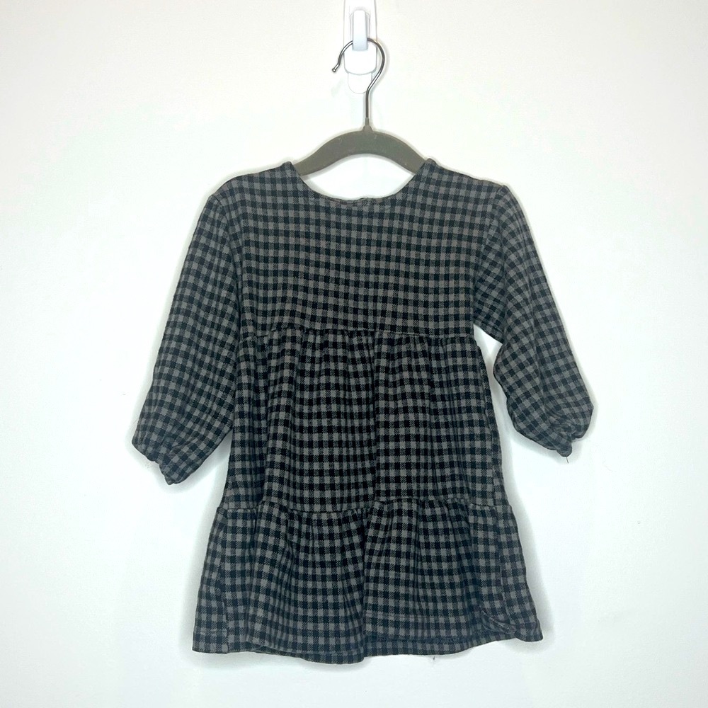 Kids Checkered Dress- Black and Gray